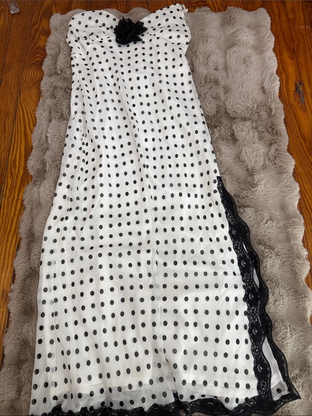 Miss Selfridge White Polka Dot Midi Dress with Black Trim